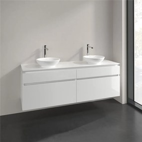 VILLEROY &amp; BOCH Legato závesná skrinka pod dve umývadlá na dosku, 4 zásuvky, 1600 x 500 x 550 mm, Glossy White, B60000DH