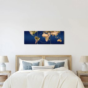 Obraz - Mapa sveta (s hodinami) (90x30 cm)