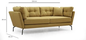 Dizajnová 3-miestna sedačka Basiano 214 cm zeleno-žltá