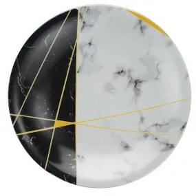 24-dielna jedálenská súprava, čierna/biela/zlatá, porcelán