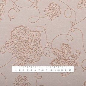 Biante Teflónový behúň na stôl TF-129 Hnedé kvetované ornamenty na sivobéžovom 20x120 cm