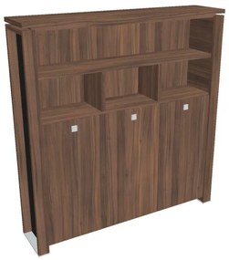 Vysoká šatníková skriňa Verno+ S 200 x 46 x 210 cm, s regálom, orech / čierna