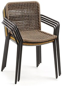 Béžová záhradná stolička s oceľovou konštrukciou Kave Home Bomer