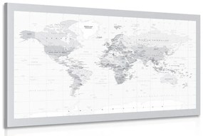 Obraz klasická čiernobiela mapa so šedým okrajom Varianta: 120x80