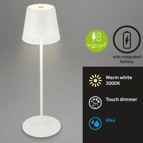Brilo - LED nabíjateľná dotyková stolná lampa KIKI LED/2,6W/5V IP44 2600 mAh biela
