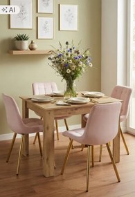 Jedálenská stolička SORIA zamatová, svetloružová / zlaté nohy