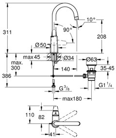 GROHE 24330001 - Umývadlová batéria EUROSMART, veľkosť L, lesklý chróm