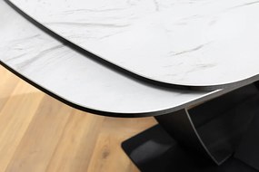 Luxusný rozkladací jedálenský stôl ILINOIS 180-220-260 cm – v bielom mramorovom prevedení