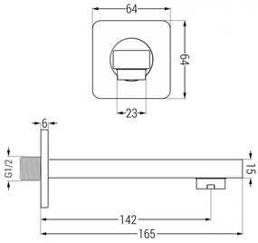 Mexen Cube DR02 podomietkový vaňový a sprchový set s hlavovou sprchou 30x30 cm (7v1), čierna, 77503DR0230-70