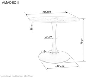 Okrúhly jedálenský stôl AMADEO II 90x90 cm, dekor orech