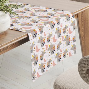 Biante Detský bavlnený behúň na stôl Sandra SA-562 Spiace jednorožce medzi hviezdičkami na bielom 45x120 cm