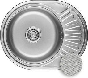 Kuchinox Normal, 1-komorový nerezový drez 570x450x180 mm s odkvapkávačom, drážkovaný dekor, oceľová, LAV-SGN_383T