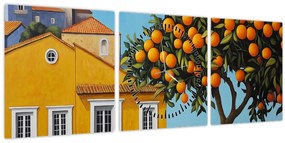 Obraz - Pomarančovník (s hodinami) (90x30 cm)