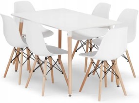 Jedálenský stôl ADRIA biely so šiestimi stoličkami OSAKA biele