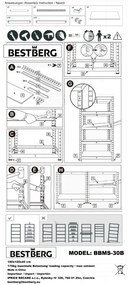 Kovový regál BestBerg BBMS-30B / 120 x 180 x 45 cm / 5 políc / čierna / hnedá