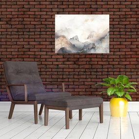 Sklenený obraz - Abstrakcia hôr s textúrou mramoru (70x50 cm)