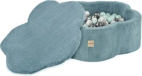 Suchý bazén kvietok s podložkou – modrý menčester 95×30 cm + 200 guličiek