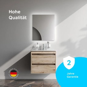 Skrinka s umývadlom 60 AM.PM Spike MPA-FHX0602HF-WCC0602WG závesná, 2 zásuvky, svetlý dub