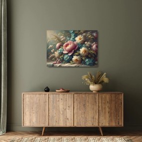 Sklenený obraz - Zátišie s kvetmi - maľba (70x50 cm)