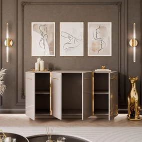 KOMODA SANTINO 4D KAŠMÍR LESK / ZLATÁ 158 cm