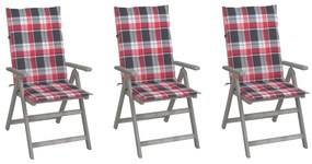Záhradné sklápacie stoličky 3 ks s podložkami akáciový masív 3064741