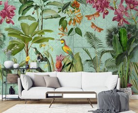 Gario Fototapeta Vtáky v tropických listoch - Andrea Haase Materiál: Vliesová, Rozmery: 350 x 245 cm