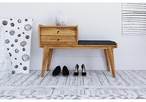 Lavica so zásuvkami z dubového dreva s modrým sedákom Retro - The Beds