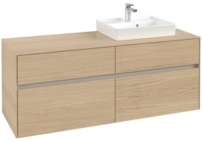 VILLEROY &amp; BOCH Collaro závesná skrinka pod umývadlo na dosku (umývadlo vpravo), 4 zásuvky, 1400 x 500 x 548 mm, Nordic Oak, C07500VJ