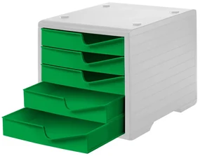 Triediaci box, 5 zásuviek, sivá/zelená