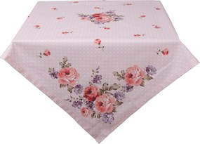 Ružový bavlnený obrus na stôl s ružami Dotty Rose - 100*100 cm