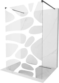 Mexen Kioto, priechodná sprchová zástena 100 x 200 cm, 8mm sklo číre/biely vzor, 2x čierna stabilizačná rozpera, 800-100-002-70-97