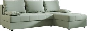 Rozkladacia obojstranná sedacia súprava do L VENORIA SLIM 200x143 cm, svetlozelená + 2 vankúšiky ZDARMA