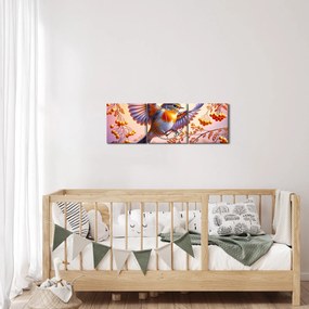 Obraz - Vták s jarabinou (s hodinami) (90x30 cm)
