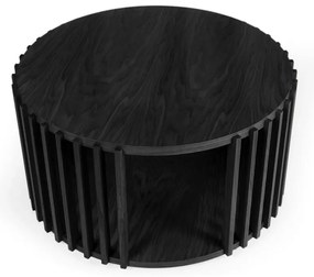 Čierny konferenčný stolík z dubového dreva Woodman Drum, ø 83 cm