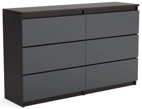 Veľká komoda 6 zásuviek ARIE šírka 120cm Wenge/Antracit