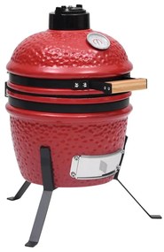 2 v 1 Kamado gril s udiarňou keramika 56 cm červený 316095