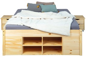 Inter Link Funkčná posteľ s 2 integrovanými nočnými stolíkmi (Claas – prírodná, 140 x 200 cm)  (100180021)