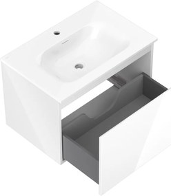 Mexen Orio, kúpeľňová skrinka 70 cm s umývadlom Vela, 1 zásuvka, biela lesklá, 91A10-07047-1-BF00-W23M00