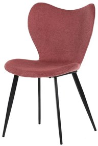 Židle jídelní, červená látka, černá kovová podnož