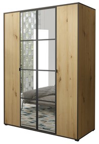 Šatníková skriňa 150 cm Oklahoma 1 (dub artisan + čierna). Akcia -20%. Vlastná spoľahlivá doprava až k Vám domov. 1043168