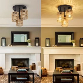 Toolight Toolight, stropné svietidlo 3xE27, APP1624-3C, hnedá-čierna, OSW-04127