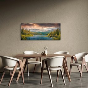 Obraz horskej rieky a hôr (120x50 cm)