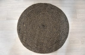 Čierny prírodný okrúhly jutový koberec - 90 cm