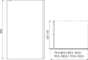 Novoterm Sprchová zastena Walk-in NV-Grace 120 CHR, chróm/transparent - bez vaničky