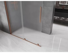 Mexen Velar, sprchová zástena s posuvnými dverami Walk-in 130 x 200 cm, 8mm sklo námraza, ružové zlato, 871-130-000-33-60