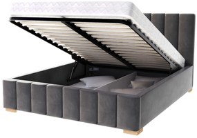 Manželská čalúnená posteľ s úložným priestorom Austin 160x200 - grafit