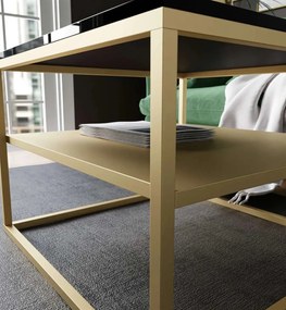 KONFERENČNÝ STOLÍK BELLA IV ČIERNY VYSOKÝ LESK + ZLATÝ PODSTAVEC