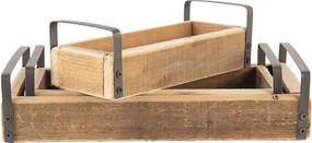 3 ks dekoratívne servírovacích tácok z recyklovaného dreva s kovovými ušami - 35 * 20 * 5/30 * 15 * 5/25 * 10 * 5 cm