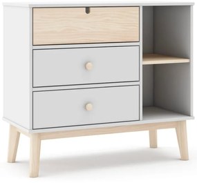 Biela nízka detská komoda 90x40 cm Estefania – Marckeric