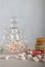 Sklenená dóza na cukríky s králikmi Rabbit - 12*9*17 cm